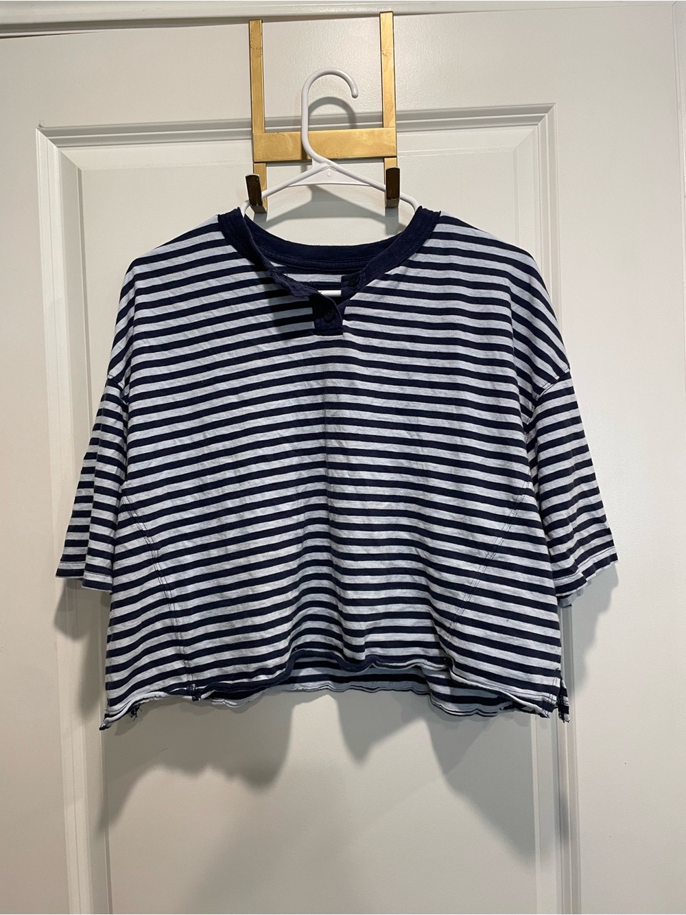 aerie Navy & White Striped Short Sleeve Tee